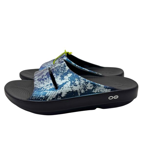 Nw Oofos Ooahh Slide Sandals Womens 10 Iridescent Snake Limited Edition Recovery - Picture 2 of 6